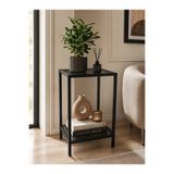 HADİD METAL DİZAYN Dekoratif Yan Sehpa Saksılık – 2 Raflı Siyah Metal Çerçeve - 45x35x85 cm sak85