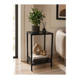 HADİD METAL DİZAYN Dekoratif Yan Sehpa Saksılık – 2 Raflı Siyah Metal Çerçeve - 45x35x85 cm