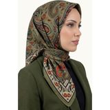 Hadiora Kadın Açık Haki Şal Deseli Dikişli Yazma - Standart