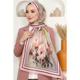 Hadiora Kadın Açık Pembe Çiçek Desenli Soft Şal - Pembe - Gri