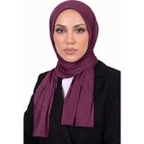 hadiora Kadın Mor Boynundan Dikişli Hazır Pratik Penye Şal Tesettür