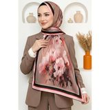 Hadiora Kadın Pembe Vizon Çiçek Desenli Soft Şal - Pembe - Vizon