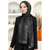 Hadiora Kadın Siyah Ceylan Desenli Organik Pamuk Soft Şal - Siyah - Beyaz