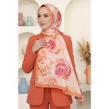 hadiora Kadın Turuncu Gül Desenli Soft Şal