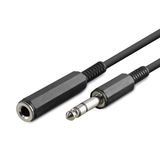 HADRON 6.35 mm Stereo Jack Uzatma Kablosu 1.5 Metre - Gitar, Amfi, Mikser, Ses Kartı ve Kulaklık Uyumlu Male to Female Ses Kablosu - Siyah