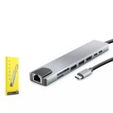 Hadron 8 in 1 Çoklayıcı Adaptör USB C Hub Docking Station - 4K HDMI, 60W PD Şarj, Ethernet (100Mbps), 2 Port USB 3.0, SD/TF Kart Okuyucu