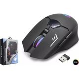 Hadron G400 Bluetooth Oyuncu Mouse Type-C Port Şarjlı + LED Ekran Rgb 1600DPI Sessiz Siyah - Çok Renkli
