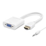 HADRON HDMI to VGA 1080p Full HD Ses Çıkışlı Görüntü Dönüştürücü - Laptop, PC ve Medya Oynatıcı için 3.5 mm Aux Destekli Male-Female Adaptör, TV, Monitör ve Projeksiyon Uyumlu - Beyaz
