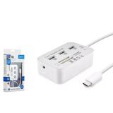 HADRON HDX-7029 Type-C USB 3.0 Combo Hub Kart Okuyucu 7 Port 5 Gbps - Beyaz