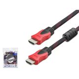 Hadron HDX2012 V1.4 1.5 mt Örgülü Siyah-Kırmızı HDMI Kablo
