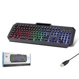 Hadron Hdx2605 Türkçe-Q Fn Multimedia Gökkuşağı Ledli Telefon Standlı 1.40Mt Usb Kablolu Oyuncu Klavyesi - Siyah