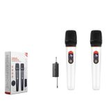 HADRON HDX2791B Kablosuz UHF El Mikrofonu 2 Li Set 6.35 mm - Beyaz