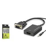 Hadron HDX7794 VGA E HDMI D 3.5 mm AUX Sesli USB Güç Beslemeli Siyah Dönüştürücü Adaptör