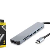 Hadron HDX7835 Type-C 3XUSB 3.0+Type-C PD+HDMI 4K 30Hz+Kart Okuyucu 7 in 1 Gri Dönüştürücü Adaptör