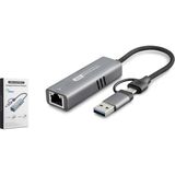 Hadron HDX7850 USB Type C 3.0 Ethernet Adaptör Gigabit 5 Gbps Gri