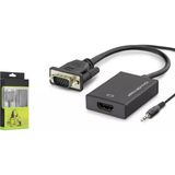 Hadron HDX7874 VGA Erkek To HDMI Dişi 1080P Görüntü Dönüştürücü Ses Çıkışlı Uyumlu Adaptör - Siyah