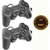 Hadron Ikili USB Kablolu Joystick Gamepad Oyun Kolu Konsolu Pc+ Ps3 Bilgisayar Laptop Uyumlu - Mat Siyah
