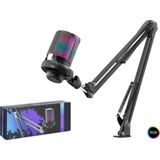 HADRON ME6S35B Gaming RGB Mikrofon Seti Boom Mikrofon Kolu Type-C 192kHz 24Bit Siyah (KDO)