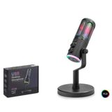 HADRON SU8 Gaming RGB Masaüstü Mikrofon DSP Gürültü Önleme Echo Type-C Siyah (KDO)