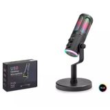 Hadron Su8 Rgb Işıklı Gaming Mikrofon, Dsp Gürültü Engelleme, Reverb & Echo Destekli Siyah