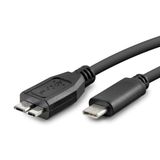 HADRON Type-C to USB 3.0 Micro-B Harddisk Kablosu 60 cm - Harici HDD, SSD ve Disk Kutusu Uyumlu 5 Gbps Hızlı Veri Aktarım Kablosu - Siyah