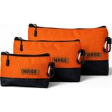Haegs Fermuarlı Küçük Alet Çantası, Oxford Kumaş, Çok Amaçlı Alet Takım Organizer Saklama Çantası, (3`lu Karışık Boy - Turuncu) - 3' Paket Karışık Boy