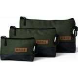 Haegs Fermuarlı Küçük Alet Çantası, Oxford Kumaş, Çok Amaçlı Alet Takım Organizer Saklama Çantası, (3`lu Karışık Boy - Yeşil) - 3' Paket Karışık Boy