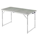 HAEGS Haegs Portatif Kamp Masası, 3 Yükseklik Ayarlı, Katlanır Piknik Masası, Kolay Taşınabilir Alüminyum Masa - 120x60 - Kumaş Desenli Gri