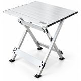 HAEGS Katlanır Kamp Masası, X Fold, Komple Alüminyum, Kolay Katlanır Kamp, Piknik, Balkon, Veranda Masası, Sehpa, Medium (55 x 46 cm)- Gümüş