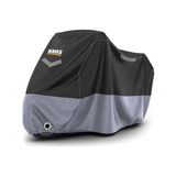 Haegs Motosiklet Brandası, Motor Kılıfı, Örtüsü Dış Mekan Motosiklet Örtüsü Su Geçirmez, Rüzgar, Toz Geçirmez, Motor Garaj Brandası, Kışa Dayanıklı (XL:245X95X125 Cm) - Siyah - Gri - Kırmızı