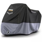 Haegs Motosiklet Brandası, Motor Kılıfı, Örtüsü Dış Mekan Motosiklet Örtüsü Su Geçirmez, Rüzgar, Toz Geçirmez, Motor Garaj Brandası, Kışa Dayanıklı (XXL:265x105x125 cm) - Siyah -Gri
