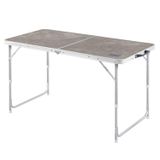 Haegs Portatif Kamp Masası, 3 Yükseklik Ayarlı, Katlanır Piknik Masası, Kolay Taşınabilir Alüminyum Masa - 120x60 - Mermer Desenli