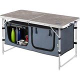 Haegs Saklama Dolaplı Kamp Masası, Outdoor Kamp Mutfağı, Kamp Dolabı, Katlanabilir Kamp Piknik Masası, Seyahat Mutfağı, Mutfak Dolabı, Depolama Bölmeli, Dış Mekan Mutfağı 120-60Cm- Mermer Desenli