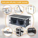 Haegs Saklama Dolaplı Kamp Masası, Outdoor Kamp Mutfağı, Kamp Dolabı, Katlanabilir Kamp Piknik Masası, Seyahat Mutfağı, Mutfak Dolabı, Depolama Bölmeli, Dış Mekan Mutfağı 90x50cm Naturel Meşe Ahşap Rengi