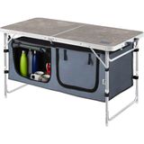 Haegs Saklama Dolaplı Kamp Masası, Outdoor Mutfak Dolabı, Katlanabilir Piknik Masası Mermer Desenli - 120x60 cm