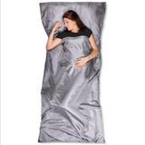 Haegs Seyahat Uyku Nevresimi, Saten Polyester, Hafif Kompakt Taşınabilir Seyahat tipi Nevresim Takımı, Otel için Temiz Çarşaf, Kamp Uyku Tulumu Astarı, Kamp Çadır Uyku Tulumu Çarşafı 220 x 105cm Gri