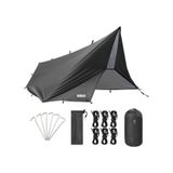 Haegs Su Geçirmez Tarp Tente Gölgelik Örtü, 4 Mevsim Taşınabilir Örtü Branda Çok İşlevli Outdoor Açık Hava Kamp Seyahat Tente Branda Barınak Yağmurluk, Güneşlik Karavan Yan Gölgelik Çadır 300x300 Cm Siyah