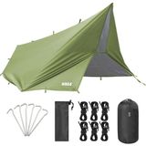 Haegs Su Geçirmez Tarp Tente Gölgelik Örtü, 4 Mevsim Taşınabilir Örtü Branda Çok İşlevli Outdoor Açık Hava Kamp Seyahat Tente Branda Yağmurluk, Güneşlik Karavan Yan Gölgelik Çadır 300x300 cm - Yeşil