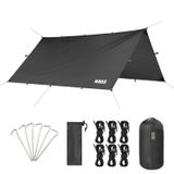 Haegs Tarp Gölgelik Tente, Taşınabilir Örtü Branda Çok İşlevli Outdoor Açık Hava Kamp Seyahat Tente Branda Güneşlik Karavan Tente Yan Çadır Gölgelik - 300x400 cm - Siyah