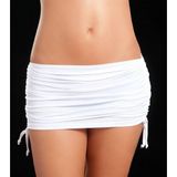 Hafif Giyim Fantezi Seksi Büzgülü Yan Ipli Mini Etek HF100717 - Beyaz - XL