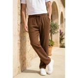 Hafif ve Rahat Müslin Baggy Erkek Pantolon - Kahve