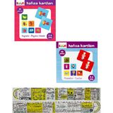 Hafıza Kartları Hayvanlar, Meyveler, Sebzeler / Meslekler, Taşıtlar 2'li Set (Matematik Öğreten Cetvel)