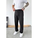 HAFKA Siyah Beli Lastikli Keten Pantolon