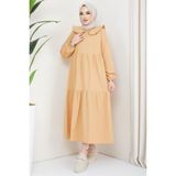 Hafsa Mina Bebe Yaka Tesettür Elbise Camel - 44