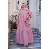Hafsa Mina Bebe Yaka Tesettür Elbise Pembe HM2080 - 38