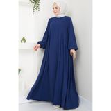 Hafsa Mina Eva Ayrobin Tesettür Elbise Lacivert Hm2454 - 1