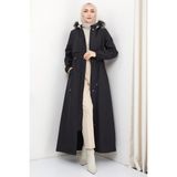 Hafsa Mina Içi Kürklü Tam Boy Bondit Mont Siyah HM2331 - 40