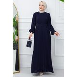 Hafsa Mina Kemerli Piliseli Aerobin Elbise Lacivert Hm2339 - 3XL