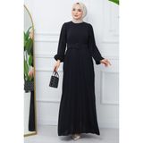 Hafsa Mina Kemerli Piliseli Aerobin Elbise Siyah HM2339 - 2XL
