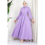 Hafsa Mina Kuşaklı Mevlana Elbise Lila - 46